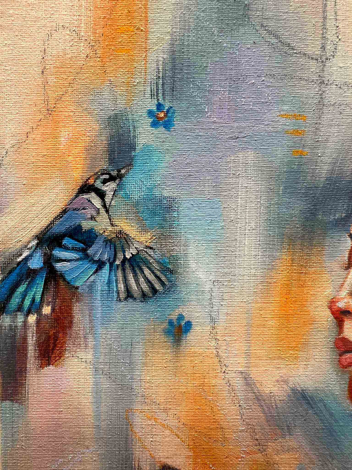 Woman, Fox and Bluejay Portrait