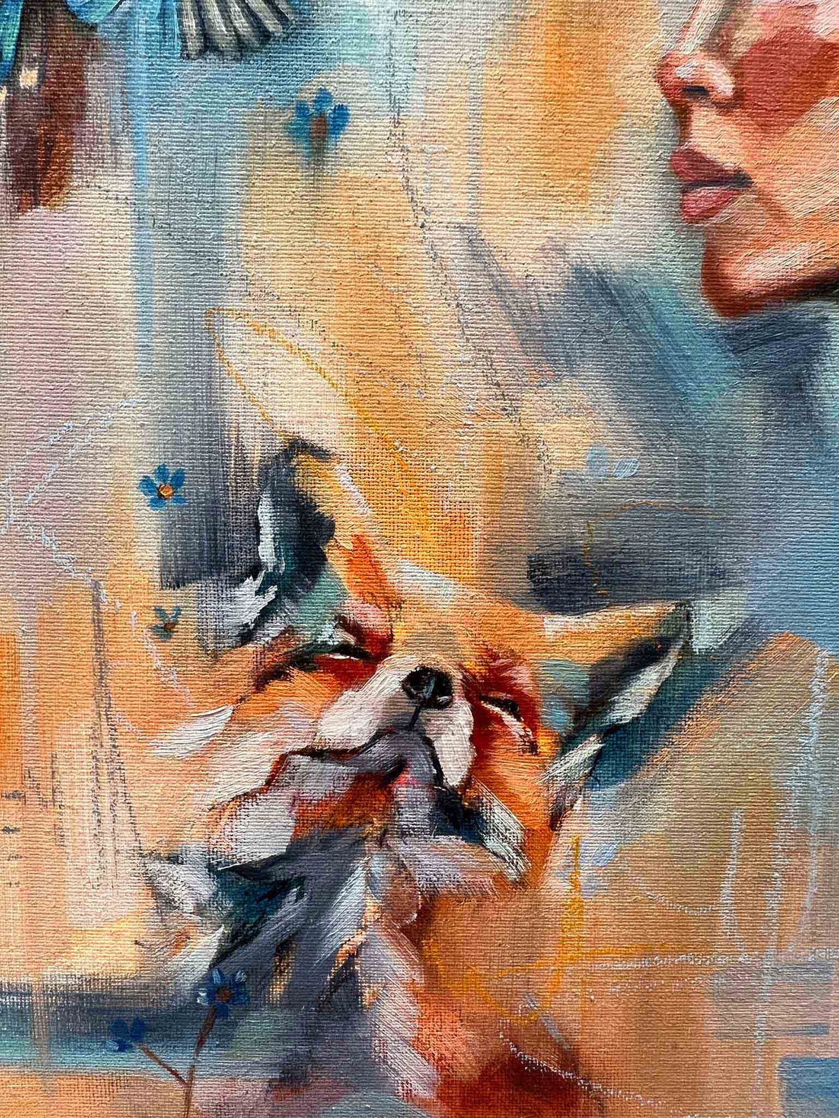 Woman, Fox and Bluejay Portrait