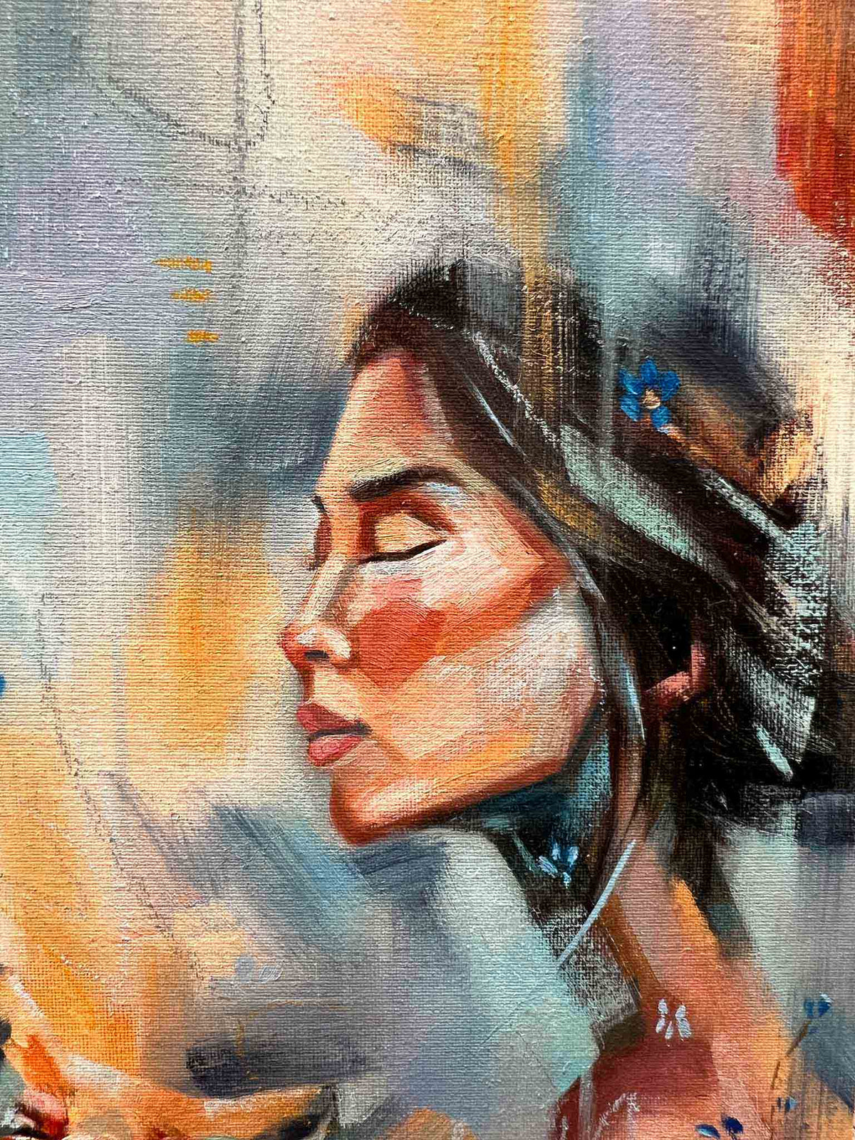 Woman, Fox and Bluejay Portrait